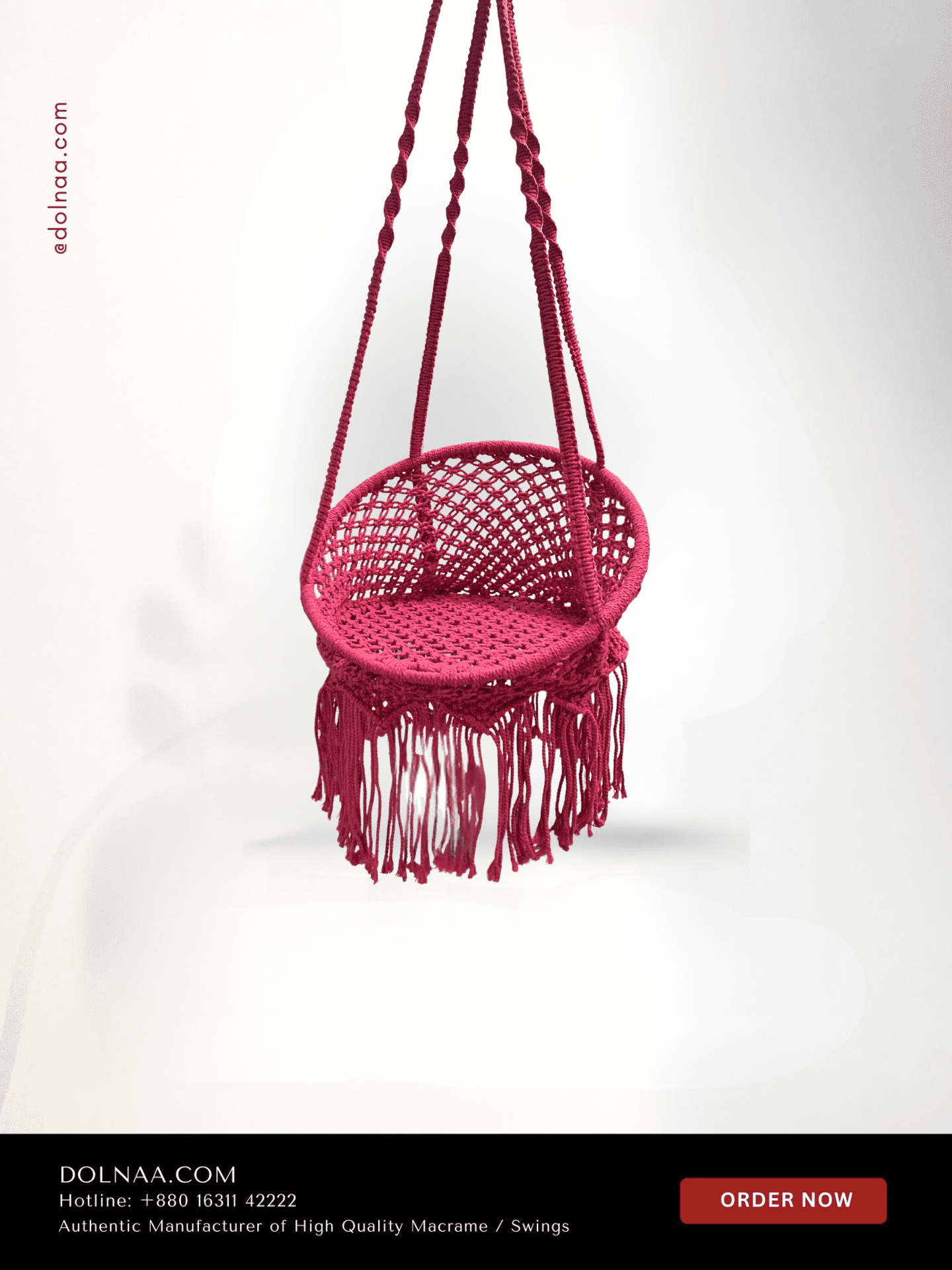 Elegant Macrame Swing Chair Dolna 22"×19" - Image 6